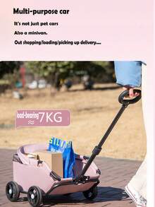 1pc Mini Pet Stroller, Lightweight Foldable Cat Dog Outdoor Walking Trolley Dog Stroller Cat Stroller Pet Stroller Dog Strollers For Dogs - Pink - View 6