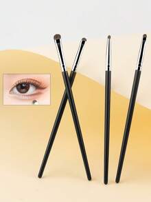 4pcs Black Small Precise Eyeshadow Makeup Brushes, Pointed Tapered Eyeshadow Blending Cosmetic Tools - Black - View 5