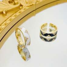Anillo de nudillo de trébol de cuatro hojas esmaltado vintage con diseño lleno de rhinestones, anillo de cobre con gota de aceite de moda
