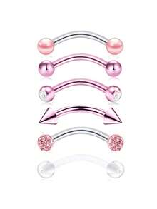 6Pcs/Lot Stainless Steel Crystal Eyebrow Piercing Set 16G CZ Curved Barbell Helix Daith Piercing Lot Lip Rings Snake Eyes Bulk