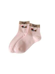 1PC Socks For Girls Spring And Summer Cartoon Cute Sports Thin Mid-Tube Socks Breathable And Versatile Ab Short Tube Personalized Text Customization