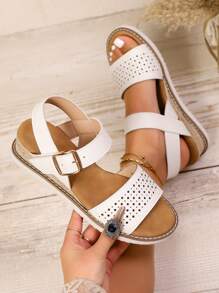 Sandálias Versáteis Estilo Romano, Novos Sapatos de Praia Boho com Fivela, Simples, de Moda de Verão, Confortável, Sola Macia