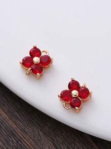 1 pieza/5 piezas Colgante de flor de trébol de cristal de circonia cúbica microincrusted, hecho a mano para hacer pulseras y joyas DIY, de aproximadamente 7,7 * 10 mm incluyendo el anillo, elegante kit de accesorios de colgante de cuentas portátil DIY
