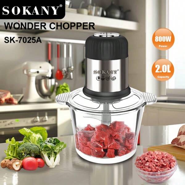 SOKANY OKANY-7025A Meat Grinder Electric Chop Stuffing And Ground Vegetable Stuffing, 2L Large Capacity Meat Mincer