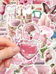 YWWBLD 50 Stücke süße rosa Sticker, PVC-Geschenk, Cartoon-Dekoration, Scrapbooking, Laptop, Gepäck, Gitarre, Wasserglas, Handyhülle, DIY-Aufkleber