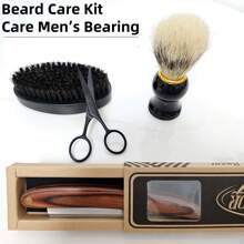 Men's Straight Razor Shaving Kit, XG High Carbon Steel Blades, Natural Wooden Handle, Shaving Brush, Comb, Scissors, With Storage Pouch, Gift For Valentine's Day, Christmas, Father's Day