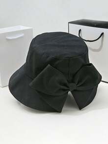 1 件女士时尚宽边蝴蝶结渔夫帽 - 新款时尚蝴蝶结后缝帽，防紫外线太阳帽，韩版休闲太阳帽，适合夏季海滩、钓鱼或日常情人节穿着 - 查看 4