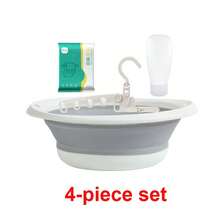 4pcs/Set Portable Foldable Silicone Wash Basin, Travel Clothes Hanger, Disposable Compressed Bath Towel, Squeeze Travel Bottles