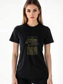 Camiseta "Josué 1 9 Dios está contigo, sé fuerte y valiente" - Negro - Ver 3