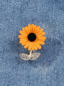 1 件优雅的太阳花胸针，迷人的金属向日葵翻领别针，适合西装外套、毛衣、时尚配饰连衣裙配饰别针用于衣服包包饰品学校办公室配饰衬衫夹克珠宝万圣节衣服别针有趣可爱的教师礼物圣诞节 - 黃色 - 查看 2