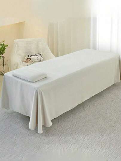 Envolvente de cama sólida para mesa de masaje de salón de belleza, funda de sábana para cama de masaje con orificio, colcha de una sola pieza para cama de belleza (120*230CM)