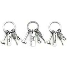 Essential Keychain For Dads, With A Mini Hammer, A Wrench, And A Screwdriver Attached - Made Of Metal, Waterproof, And Featuring A Modern Design. It Has A Label Engraved With "DAD" - The Perfect Gift For Father's Day. Car Accessories Bag Charm School Cute Goth Y2k