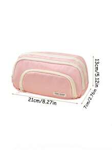 1pc 3-Layer Canvas Pencil Case With Clear Window, High-Quality Japanese Style, Extra Large Capacity Student Stationery Bag (7 Colors),Pencil Pouch,School Bag