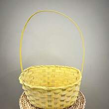 Disposable Handmade Bamboo Baskets In Various Colors And Sizes, Perfect As A Gift Basket Or Holiday Basket. - Yellow - View 7