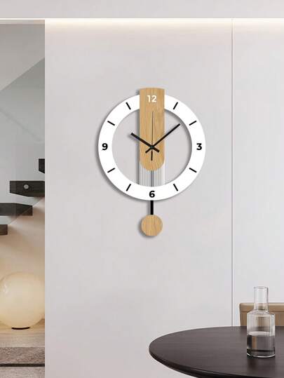 Pc, Wit Wood Grain Acrylic Creative Swing Wand Clock, Silent Living Room, Bedroom, Room ation, Home Kitchen, Office Birthday, Bedroom Dormitory Back To School view 7