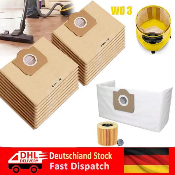 CELESTA Staubsaugerbeutel + Filter für Kärcher WD 3 P Premium 6.959-130.0 6.414-552.0
