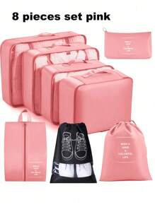 8 piezas de cubos de embalaje de viaje, organizadores de gran capacidad, organizadores de equipaje, bolsas de maquillaje, bolsas organizadoras portátiles, impermeables y plegables para ropa, zapatos, ropa de cama, cosméticos. Adecuado para viajes, vacaciones, viajes de negocios, uso doméstico. Regalo para mamá, novia, hermana.