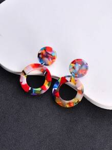 1 Pair Acrylic Shiny Hoop Earrings, Fashion Jewelry For Women, Suitable For Parties And Evening Wear