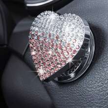1 Stück Bling Druckstart-Knopf Abdeckung mit Strass, Herz-Druckstart-Knopf Abdeckung für Auto Dekoration, Diamant Motor-Startknopf Abdeckung Auto Innen Zubehör für Frauen & Mädchen