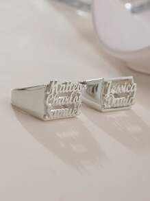 Bague personnalisée en acier inoxydable au design anglais minimaliste. Cadeau parfait pour la Saint-Valentin, Halloween, Noël. Cadeau idéal pour les amants, amis, mamans, papas. Or, élégant, coloré, vintage, simple, unisexe, décontracté, mignon, personnalisé, unique. Cadeau idéal pour lui, cadeau idéal pour elle, elle, petit ami, petite amie, papa, maman, famille, amis, pour les anniversaires, pour les graduations, pour le bal de promo, pour les fêtes
