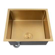 YUNRUX Kitchen Sink Countertop Embedded Stainless Steel Rectangular Sink With Drain Pipe - Gold - View 3
