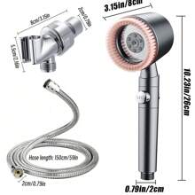 3pcs Shower Head Set With Massage Mode, 5 Gear Adjustable Stainless Steel Anti-Explosion Handheld Shower Head And Bracket, Exfoliating Shower Head