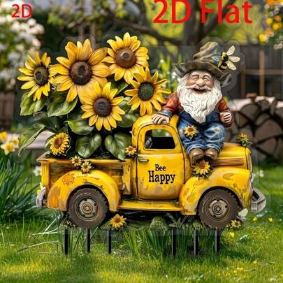 Estaca de jardín con diseño plano y encantador de un abejorro abuelo - Atrapasol acrílico colorido, adecuado para patios y jardines, perfecto para macetas y decoración de balcones, idea de regalo de cumpleaños única