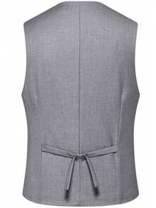 男士修身三件套西装：外套、马甲和西裤，经典正式商务婚礼着装，男士休闲西装套装 - 淺灰色 - 查看 5