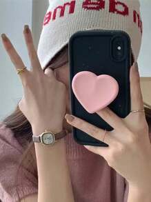 1pc Heart-Shaped Airbag Phone Handle Holder, Extendable Dopamine Color Series High Aesthetic Ins Style Simple And Fashionable, Multiple Color Options, Comfortable Sliding Feel Desktop Convenient Stand