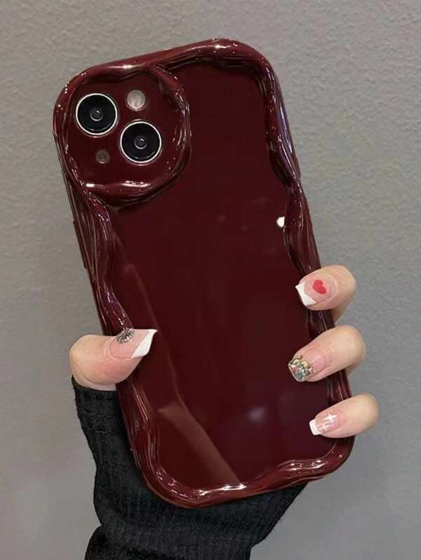 Minimalist Anti-Drop Thick Cream Texture Burgundy Material Phone Protective Case, Compatible With Iphone 16, IPhone 11, Galaxy, IPhone 16 Pro Max, IPhone 13, Phone Cases Compatible With Iphone 11, 12, 13, 14, 16, 15, 7, XS, 16 Plus, 16 Pro Max