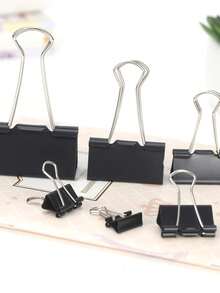 Set Of 48 Paper Clips Clamps Colorful Clips Office School Kit 25mm/32mm/41mm Back To School - Black - 25mm (12 Units) - View 4