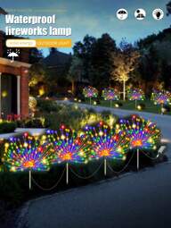 1pc/2pcs/4pcs Solar Garden Lights Fireworks Lights Outdoor Waterproof 8 Lighting Modes, Solar Powered Firework Stake Lights Starburst Lights 60-720leds DIY Landscape Lights For RV Camping, Outdoor Picnics And Parties, Outdoor Gardens, Yard, Patios, Pathways, Pathway,Lawns And Holiday Christmas Decorations(Multicolor/Warm White/White)