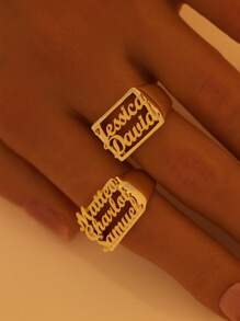 Bague personnalisée en acier inoxydable au design anglais minimaliste. Cadeau parfait pour la Saint-Valentin, Halloween, Noël. Cadeau idéal pour les amants, amis, mamans, papas. Or, élégant, coloré, vintage, simple, unisexe, décontracté, mignon, personnalisé, unique. Cadeau idéal pour lui, cadeau idéal pour elle, elle, petit ami, petite amie, papa, maman, famille, amis, pour les anniversaires, pour les graduations, pour le bal de promo, pour les fêtes