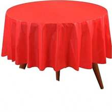 84 英寸圆形一次性塑料桌布，派对装饰塑料桌布，防水白色塑料桌布
