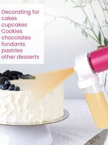 1Set Cake Coloring Powder Spray, Including 4 Icing/Frosting Decorating Tips, Kitchen Cake Baking Accessories