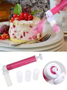 1Set Cake Coloring Powder Spray, Including 4 Icing/Frosting Decorating Tips, Kitchen Cake Baking Accessories