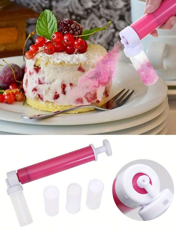 1Set Cake Coloring Powder Spray, Including 4 Icing/Frosting Decorating Tips, Kitchen Cake Baking Accessories