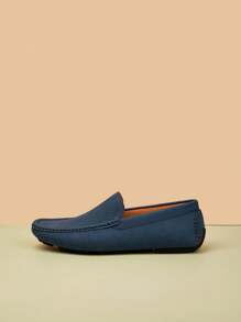 Nuevos mocasines con slip-on para hombres, de unicolor, cómodos y antideslizantes, zapatos casuales elegantes adecuados para actividades al aire libre, vestimenta casual de oficina, ir y venir del trabajo, citas, de uso multiusos