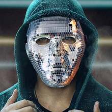 New Handcrafted Mirror Sequin Masquerade Mask Halloween Party Reflective Mirror Prop Mask Eye Cover - Multicolor - View 1