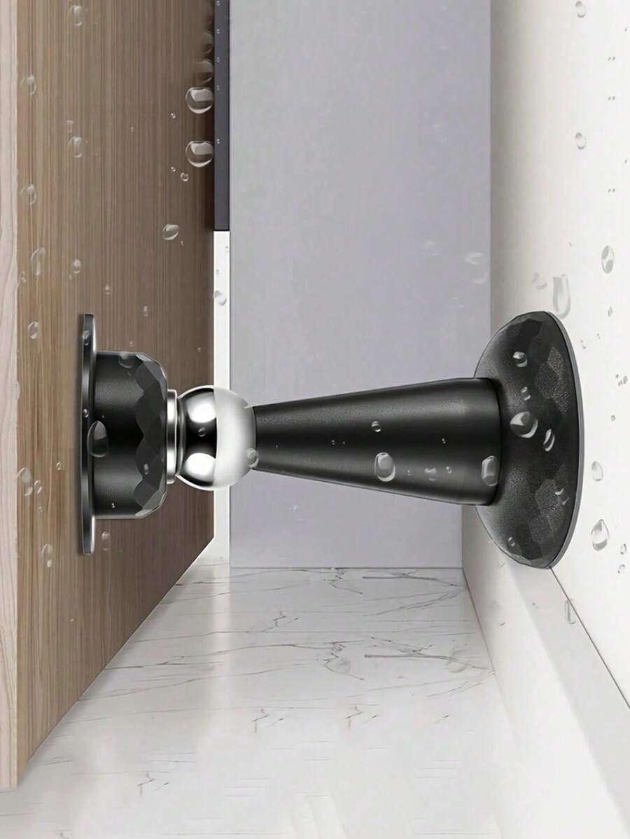 1Pc Strong Magnetic Door Stopper, Magnetic Door Stoppers For Bottom Of Door Magnetic Door Stop, Double-Sided Adhesive Tape,Decorative Matte Black Door Stopper, Noise Reduction Silicone Made, Easy Install No Drilling