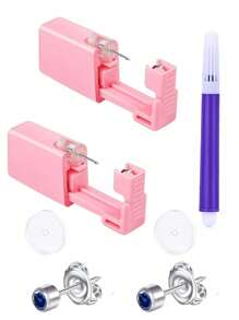 7PCS Disposable Painless Ear Piercing Kits No Pain Puncture Tools Stud Gun With Piercing Healing Silicone Discs Earring Piercer Tool Body Jewelry Accessories