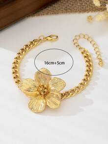 1pc Women's Stylish Floral Design Summer Vacation Bracelet - Yellow Gold - View 6