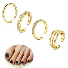 AVYRING 4PCS Toe Rings, White Gold Plated Toe Rings For Women Hug CZ Triple Twist Simple Band Open Toe Rings Beach Foot Jewelry Adjustable