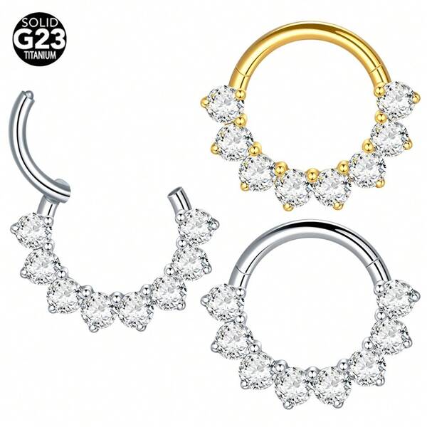 SWANJO 1pc Titanium Round Zirconia Hoop Earrings For Women Cartilage Daith Rook Septum Piercing Body Jewelry
