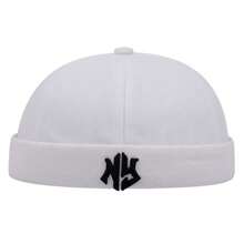 1pc Men's New York Letter Print Newsboy Cap, Distressed Washed Personalized Flat Top Hat, Suitable For Streetwear And Everyday Wear, All Seasons