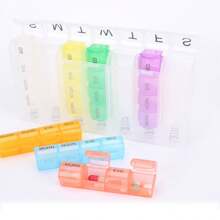 1pc Color One Week Pill Box, Colorful 28 Boxes Rainbow Pill Box, 7-Day Travel Spring Portable Pill Box,