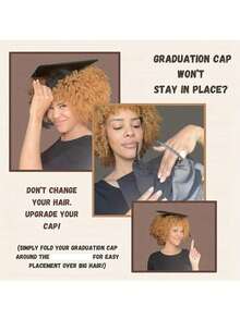 1/3 piezas Birrete de graduación negro con correa ajustable, Decoraciones de graduación 2025, Banda de birrete de graduación negro, Accesorios de sombrero de cabello de graduado, Adecuado para sujetar tu birrete de graduación, Correa de sombrero de temporada de graduación - Multicolor - Ver 6