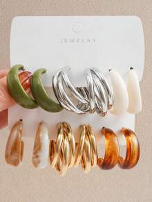 12/20/30 件套波西米亚仿珍珠树脂时尚多色耳环套装,适合日常、海滩、约会、派对、夏季礼物(可能会出现色差) - 款式1 - 查看 6