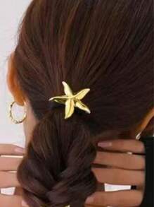 3/2/1 Stücke Ozeanmotiv Metall Seestern Haargummis, Zinklegierung Pferdeschwanz Halter Haargummis Haargummibänder Scrunchies Haarband Haargummi