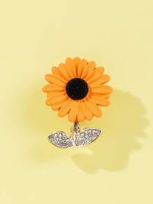 1 件优雅的太阳花胸针，迷人的金属向日葵翻领别针，适合西装外套、毛衣、时尚配饰连衣裙配饰别针用于衣服包包饰品学校办公室配饰衬衫夹克珠宝万圣节衣服别针有趣可爱的教师礼物圣诞节 - 黃色 - 查看 4